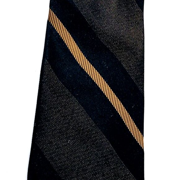 Beau Brummell Ties 2 Vtg Slim Skinny Striped Silk Rayon Red Brown Vegas Preppy - Picture 5 of 12